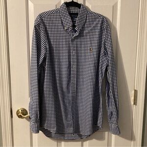Men’s Ralph Lauren Blue Checkered Button Down Shirt   size:Medium